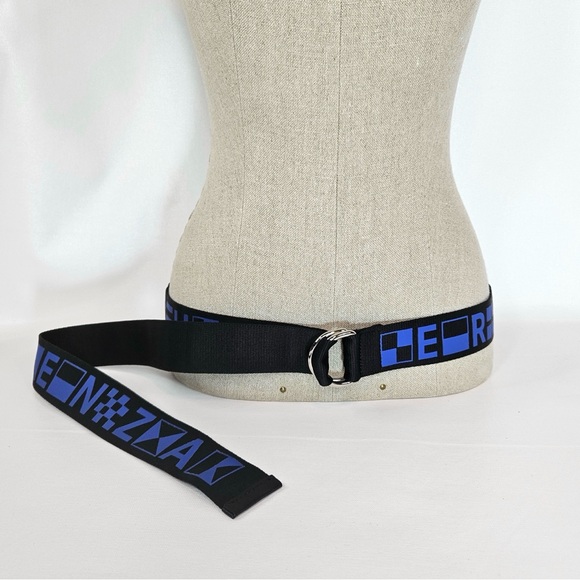 Proenza Schouler Logo Webbing Belt Blue Black Nylon D-Ring Streetwear 58\